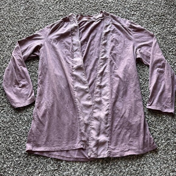 Garnet Hill Sweaters - Garnet Hill Cardigan Womens XL Light Pink/Purple 3/4 Sleeve Cotton & Silk